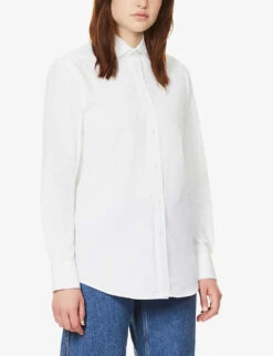The Boyfriend Long-sleeved Organic-cotton Shirt -Sweaty Betty Store R03935314 WHITE ALT02