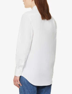 The Boyfriend Long-sleeved Organic-cotton Shirt -Sweaty Betty Store R03935314 WHITE ALT03