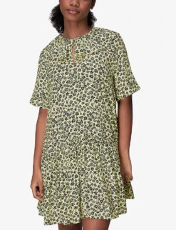 Whistles Floral-print Frill-collar Woven Dress 9 Whistles Floral-print Frill-collar Woven Dress -Sweaty Betty Store R03938497 YELLOW ALT02