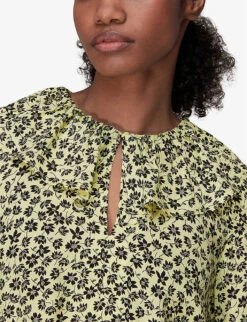 Whistles Floral-print Frill-collar Woven Dress 11 Whistles Floral-print Frill-collar Woven Dress -Sweaty Betty Store R03938497 YELLOW ALT04
