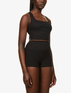Alosoft Aura High-rise Stretch-woven Shorts 9 Alosoft Aura High-rise Stretch-woven Shorts -Sweaty Betty Store R03938604 BLACK ALT02