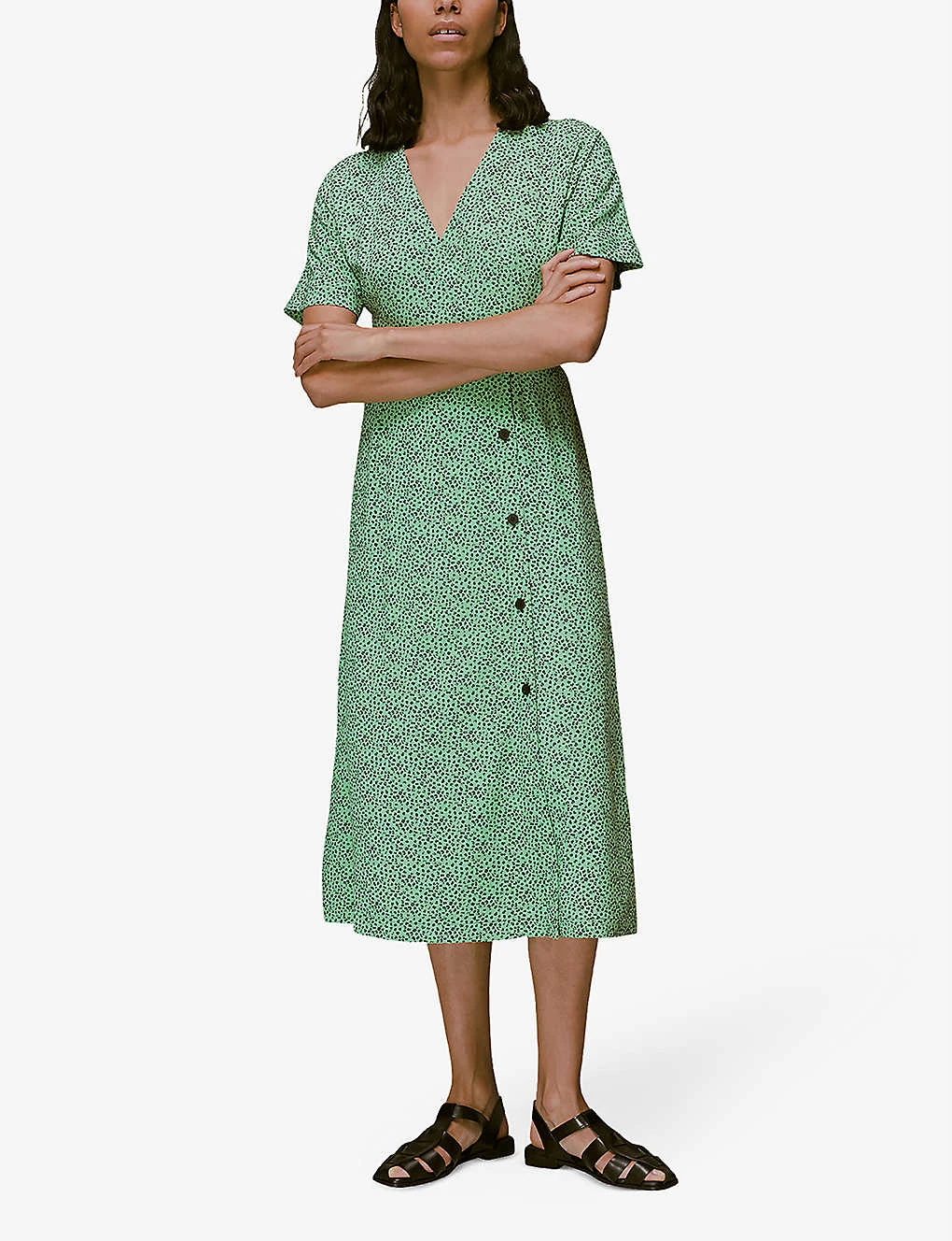 Whistles Ink Leopard-print Crepe Midi Dress 4 Whistles Ink Leopard-print Crepe Midi Dress - Image 2