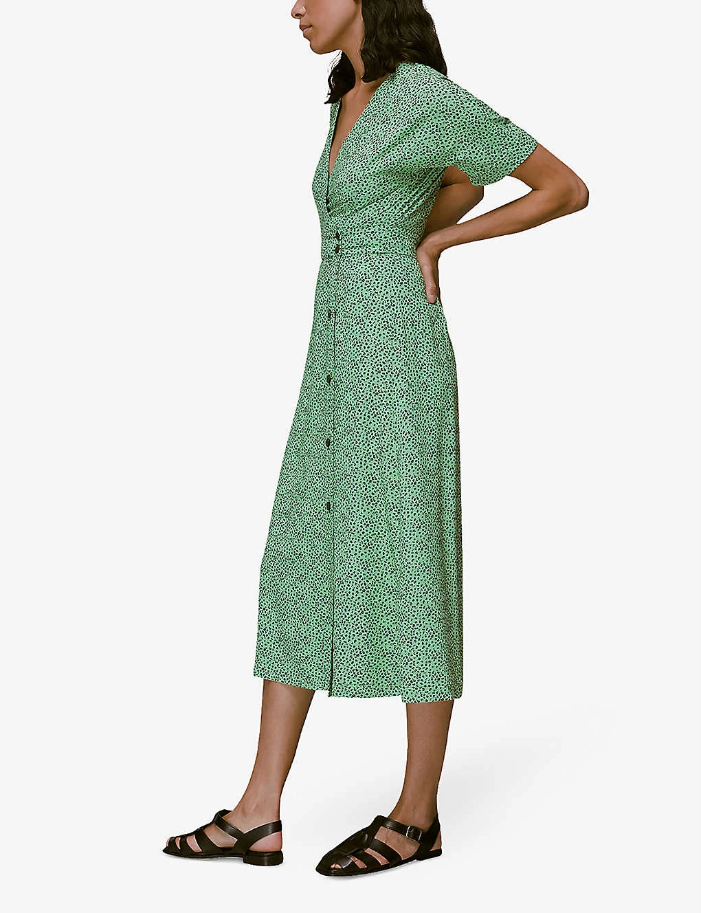 Whistles Ink Leopard-print Crepe Midi Dress 5 Whistles Ink Leopard-print Crepe Midi Dress - Image 3