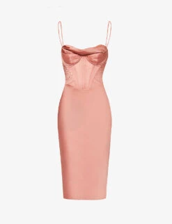 Myrna Corset Satin Midi Dress