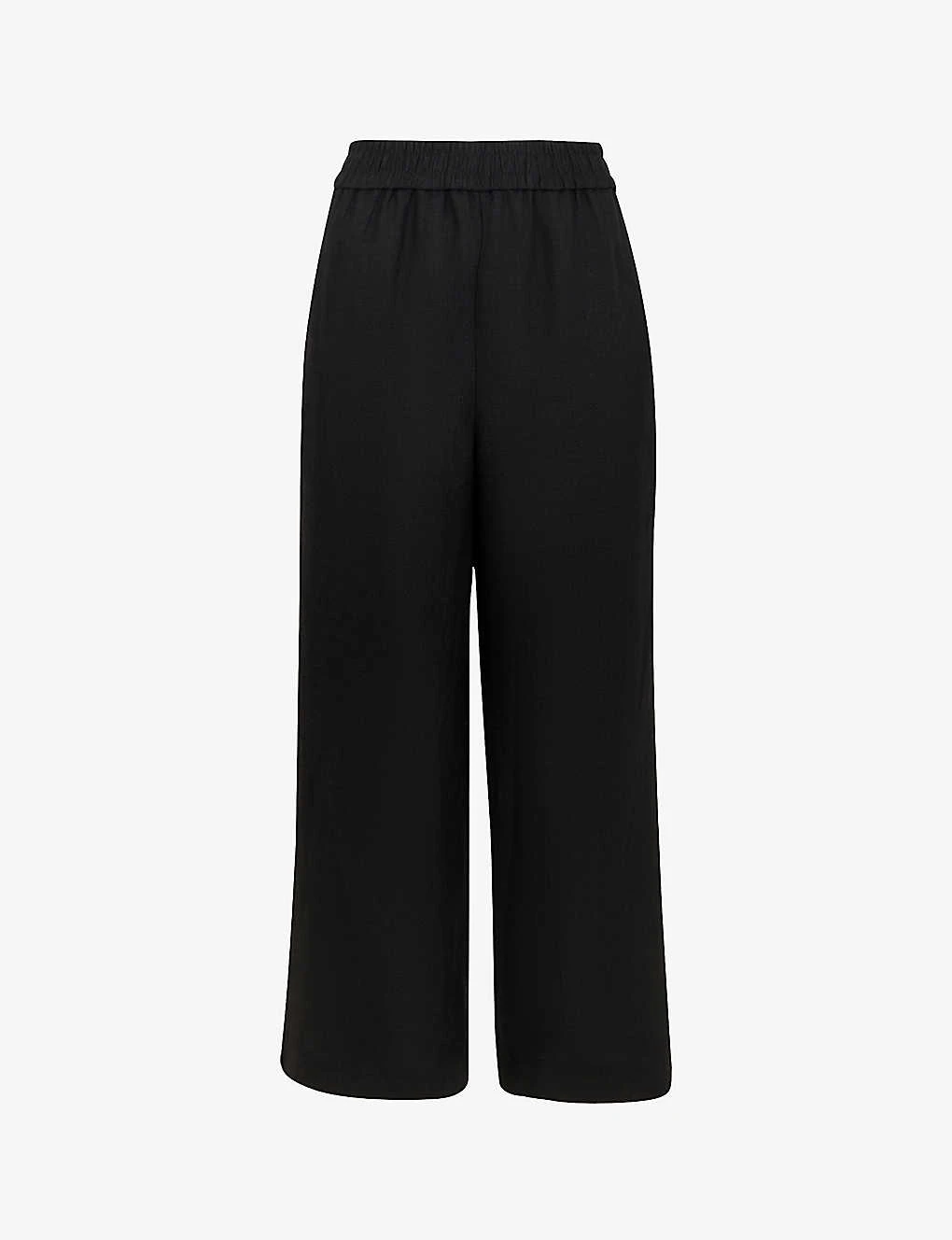 Whistles Wide-leg Elasticated-waist Cropped Linen Trousers 3 Whistles Wide-leg Elasticated-waist Cropped Linen Trousers
