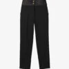 Sandro High-rise Satin-waist Stretch-woven Trousers 1 Sandro High-rise Satin-waist Stretch-woven Trousers -Sweaty Betty Store R03967098 NOIRGRIS M