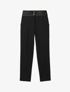 Sandro High-rise Satin-waist Stretch-woven Trousers
