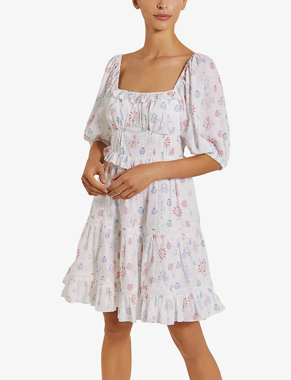 By Malina Alessia Puff-shoulder Cotton Mini Dress 5 By Malina Alessia Puff-shoulder Cotton Mini Dress - Image 3