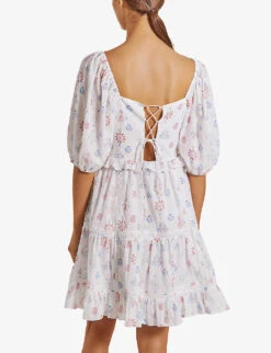 By Malina Alessia Puff-shoulder Cotton Mini Dress 10 By Malina Alessia Puff-shoulder Cotton Mini Dress -Sweaty Betty Store R03973281 CAPRICORALSBLUSH ALT03