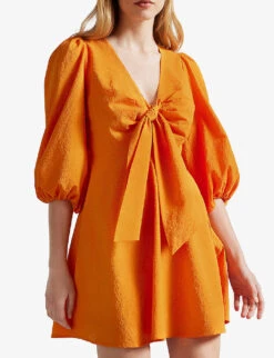 Ted Baker Jozelyn Puff-sleeve Woven Mini Dress 8 Ted Baker Jozelyn Puff-sleeve Woven Mini Dress -Sweaty Betty Store R03974188 ORANGE ALT02