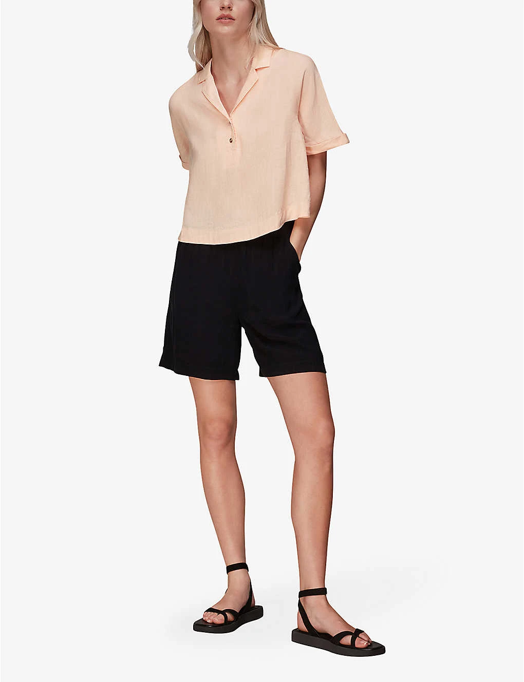 Whistles Sadie Polo Linen-blend Top 4 Whistles Sadie Polo Linen-blend Top - Image 2