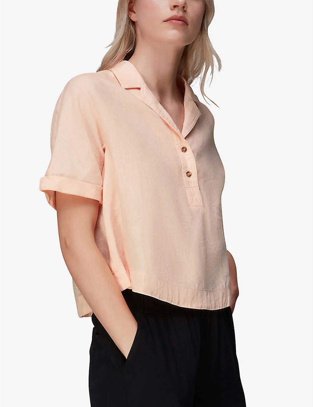 Whistles Sadie Polo Linen-blend Top 5 Whistles Sadie Polo Linen-blend Top - Image 3