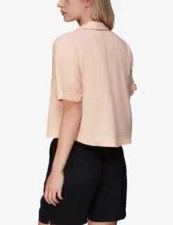 Whistles Sadie Polo Linen-blend Top 10 Whistles Sadie Polo Linen-blend Top -Sweaty Betty Store R03977499 PALEPINK ALT03