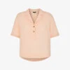 Whistles Sadie Polo Linen-blend Top 2 Whistles Sadie Polo Linen-blend Top -Sweaty Betty Store R03977499 PALEPINK M