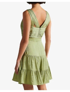 Ted Baker Knot-front Textured Woven Mini Dress 9 Ted Baker Knot-front Textured Woven Mini Dress -Sweaty Betty Store R03980007 MIDGREEN ALT03