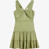 Ted Baker Knot-front Textured Woven Mini Dress 2 Ted Baker Knot-front Textured Woven Mini Dress -Sweaty Betty Store R03980007 MIDGREEN M