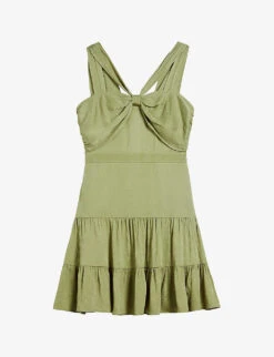 Ted Baker Knot-front Textured Woven Mini Dress