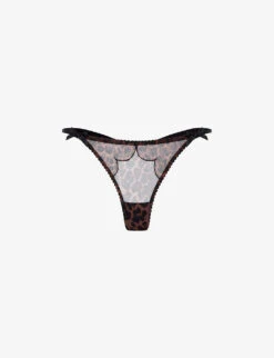 AGENT PROVOCATEUR Lorna Leopard-print Mid-rise Stretch-mesh Thong