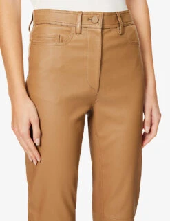 Joseph Teddy Straight-leg High-rise Leather Trousers -Sweaty Betty Store R03996116 CAMEL ALT04