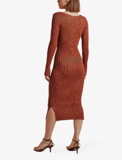 By Malina Tulip Ribbed Knitted Midi Dress -Sweaty Betty Store R04005513 MOCHA ALT02