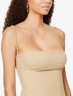 Audette Fuller-bust Cotton Corset Top -Sweaty Betty Store R04010835 CAMEL ALT04