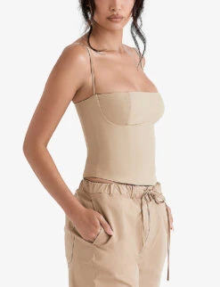 Audette Panelled Cotton Corset Top 9 Audette Panelled Cotton Corset Top -Sweaty Betty Store R04011092 CAMEL ALT02