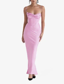 Charmaine Corset Satin Maxi Dress -Sweaty Betty Store R04011195 PINK ALT02