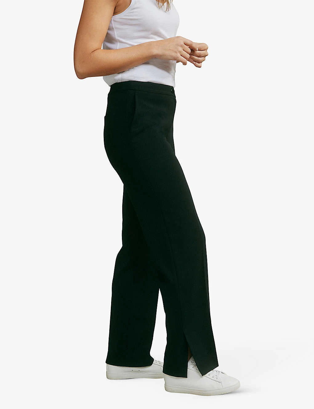 Split-hem Relaxed-fit Straight-leg High-rise Stretch-woven Trousers 4 Split-hem Relaxed-fit Straight-leg High-rise Stretch-woven Trousers - Image 2