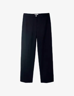 Split-hem Relaxed-fit Straight-leg High-rise Stretch-woven Trousers