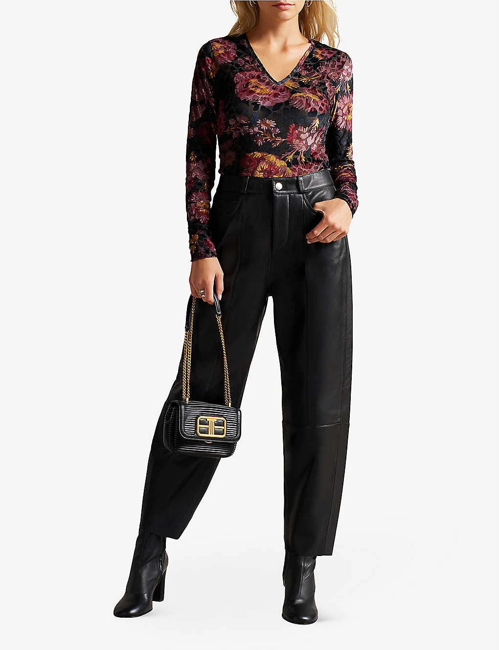 Ted Baker Lauriy Floral-print Stretch-devoré Velvet Bodysuit 4 Ted Baker Lauriy Floral-print Stretch-devoré Velvet Bodysuit - Image 2