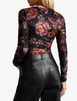 Ted Baker Lauriy Floral-print Stretch-devoré Velvet Bodysuit 9 Ted Baker Lauriy Floral-print Stretch-devoré Velvet Bodysuit -Sweaty Betty Store R04031979 BLACK ALT03