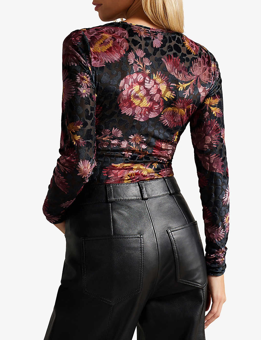 Ted Baker Lauriy Floral-print Stretch-devoré Velvet Bodysuit 6 Ted Baker Lauriy Floral-print Stretch-devoré Velvet Bodysuit - Image 4