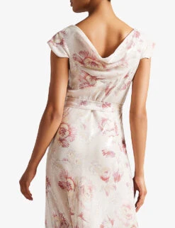 Ted Baker Ninia Floral-print Belted Woven Midaxi Dress -Sweaty Betty Store R04049177 IVORY ALT03