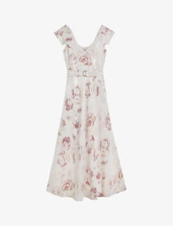 Ted Baker Ninia Floral-print Belted Woven Midaxi Dress