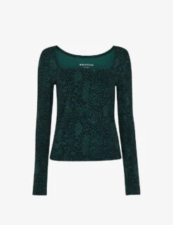 Whistles Animal-print Square-neck Recycled-nylon Sports Top