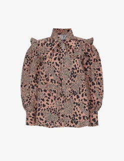 Genna Pussy-bow Ruffle-detail Organic-cotton Blouse