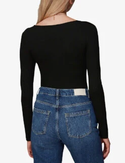 Whistles Slim-fit Square-neck Cotton-blend Top -Sweaty Betty Store R04064444 BLACK ALT03