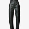 Bottega Veneta Tapered Wide-leg Mid-rise Leather Trousers 2 Bottega Veneta Tapered Wide-leg Mid-rise Leather Trousers -Sweaty Betty Store R04064597 DARKGREEN M