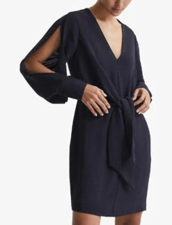 Reiss Diana Draped Woven Mini Dress -Sweaty Betty Store R04068079 NAVY ALT02