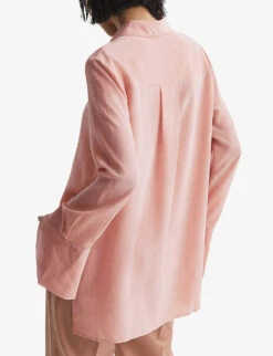 Reiss Kia Relaxed-fit Matte-silk Shirt 10 Reiss Kia Relaxed-fit Matte-silk Shirt -Sweaty Betty Store R04068143 PALEPINK ALT03