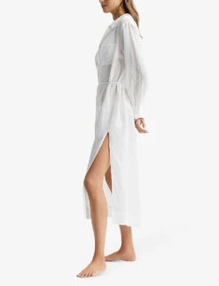 Reiss Keava Relaxed-fit Linen Midi Dress -Sweaty Betty Store R04070753 WHITE ALT02