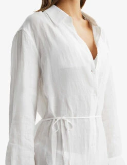 Reiss Keava Relaxed-fit Linen Midi Dress -Sweaty Betty Store R04070753 WHITE ALT04