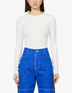 GOOD AMERICAN The Crewneck Long-sleeved Jersey Body 9 GOOD AMERICAN The Crewneck Long-sleeved Jersey Body -Sweaty Betty Store R04076982 WHITE001 ALT02