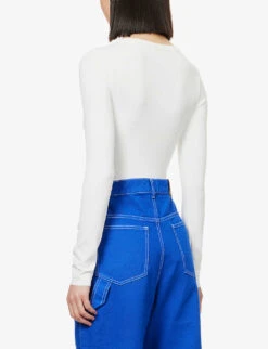 GOOD AMERICAN The Crewneck Long-sleeved Jersey Body 10 GOOD AMERICAN The Crewneck Long-sleeved Jersey Body -Sweaty Betty Store R04076982 WHITE001 ALT03