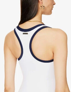 Bondi Beach Contrast-trim Swimsuit -Sweaty Betty Store R04077235 WHITENAVY ALT05
