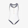 Bondi Beach Contrast-trim Swimsuit -Sweaty Betty Store R04077235 WHITENAVY M