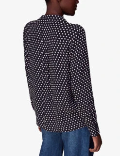 Whistles Dotted Spot-print Woven Shirt 10 Whistles Dotted Spot-print Woven Shirt -Sweaty Betty Store R04080514 BLACK ALT03