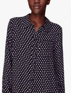 Whistles Dotted Spot-print Woven Shirt 11 Whistles Dotted Spot-print Woven Shirt -Sweaty Betty Store R04080514 BLACK ALT04