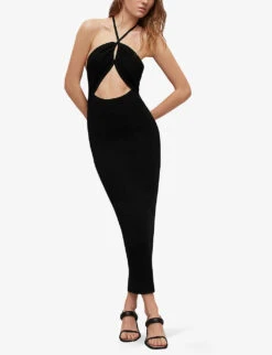 AllSaints Toni Halter-neck Woven Maxi Dress 9 AllSaints Toni Halter-neck Woven Maxi Dress -Sweaty Betty Store R04081369 BLACK ALT02