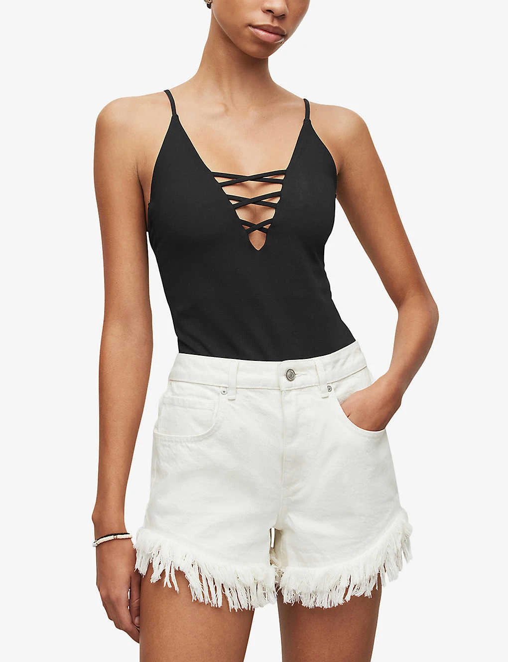 AllSaints Sofia Cut-out Stretch Cotton-blend Bodysuit 5 AllSaints Sofia Cut-out Stretch Cotton-blend Bodysuit - Image 3